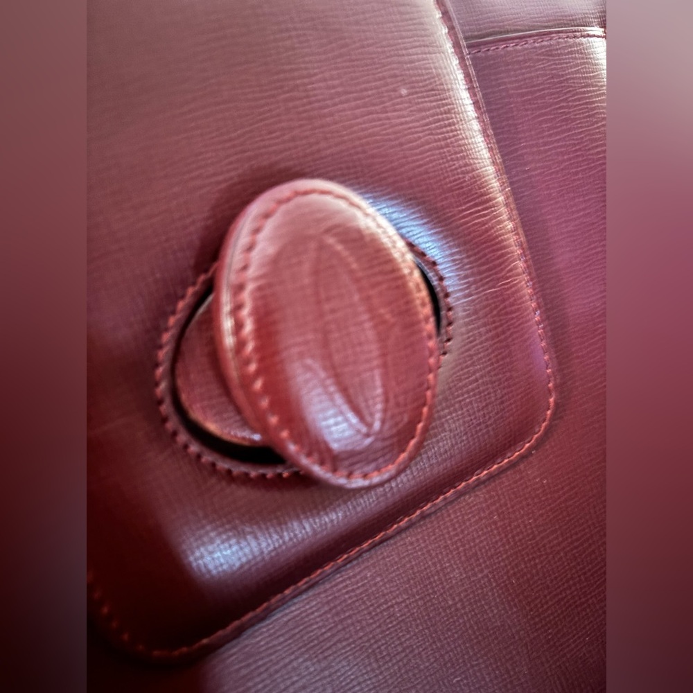 Cartier Must Line Shoulder Bag Bordeaux Leather Vintage Authentic - Picture 4 of 12
